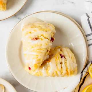 Lemon Rhubarb Scones with Vanilla Bean Glaze