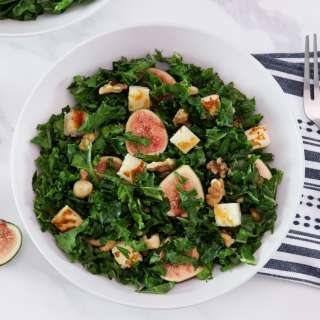Fig Salad with Kale and Halloumi