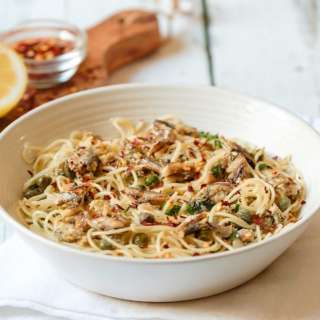 Sardine Pasta with Lemon, Capers and Chili Flakes