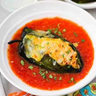 Stuffed Poblanos with Red Sauce