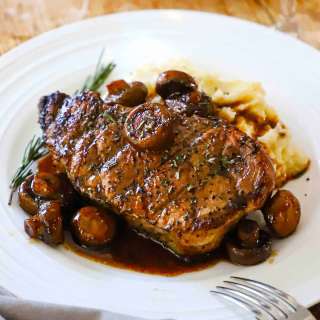 Pork Chop Agrodolce with Mushrooms