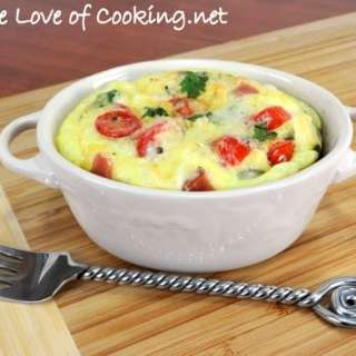 Mini Baked Frittata with Ham, Jalapeno, Sharp Cheddar, Tomatoes, and Cilantro