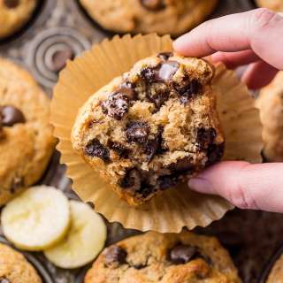 Healthier Banana Chocolate Chip Muffins