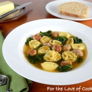 Cheese Tortellini Soup with Turkey Italian Sausage and Kale
