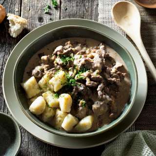 Gnocchi Beef Stroganoff Spiced with Cinnamon and Clove