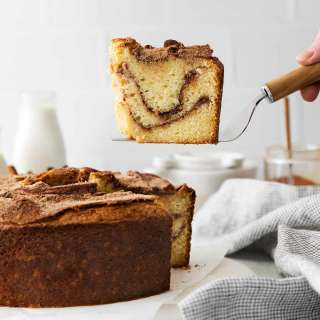 Sour Cream Coffee Cake with Cinnamon Ripple