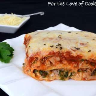 Chicken Basil Sausage, Garlicky Kale, and Caramelized Onion Lasagna
