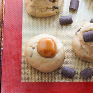 Salted Caramel Stuffed Chocolate Chunk Cookies