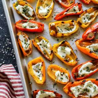 Grilled Mini Sweet Peppers with Goat Cheese