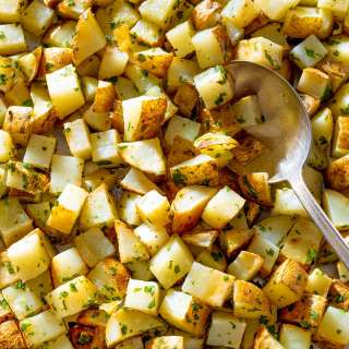 Crispy Lemon Roasted Potatoes with Fresh Basil