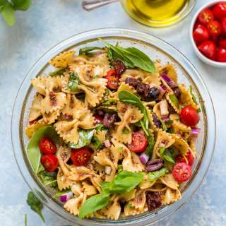 Vegan Spinach and Sun-Dried Tomato Pasta Salad