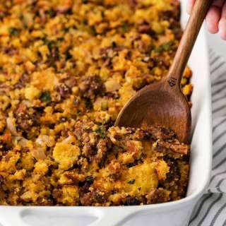 Cornbread Dressing with Sausage and Pecans