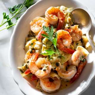 Shrimp Piccata with Artichokes