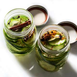 Refrigerator Sweet Pickles with Cinnamon and Clove