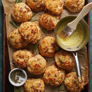 Bacon, Rosemary, and Gruyere Drop Biscuits
