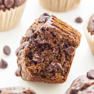 Healthy Double Chocolate Banana Muffins