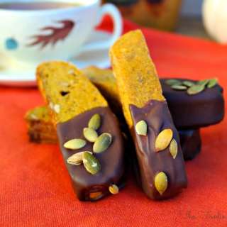 Pumpkin Biscotti Dipped in Chocolate