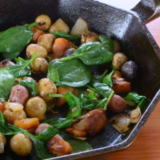 Butternut Squash and Baby Potato Hash with a Poached Egg