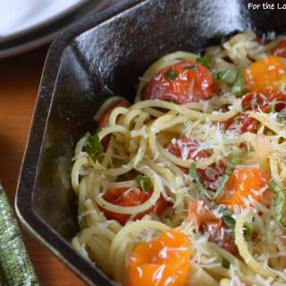 Spaghetti with Spicy Roasted Grape Tomatoes, Shallots, and Garlic