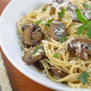 Spaghetti with Garlicky Mushrooms and Parmesan