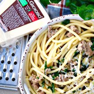 Bucatini Pasta with Sausage and Kale