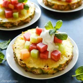Pineapple Fruit Salad with Honey Vanilla Bean Yogurt Dressing