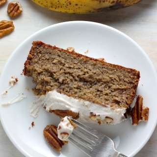 Skinny Banana Cake with Maple Frosting