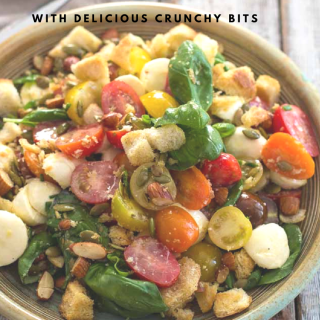 Tomato Bocconcini Salad with delicious crunchy bits