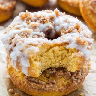 Coffee Cake Donuts with Vanilla Glaze