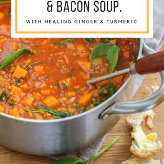 Sweet Potato Lentil Soup with Bacon