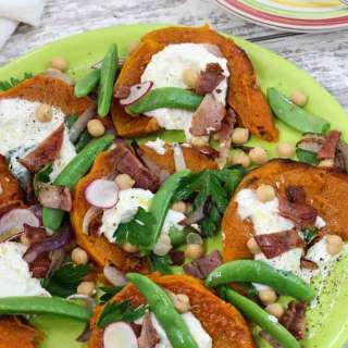 Pumpkin, Chickpea Salad with Feta Chickpea Water Mayonnaise
