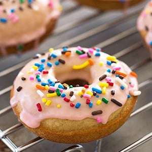Strawberry Glazed Sencha Green Tea Doughnuts