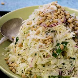 Parmesan Cabbage Salad with Pinenuts and Basil