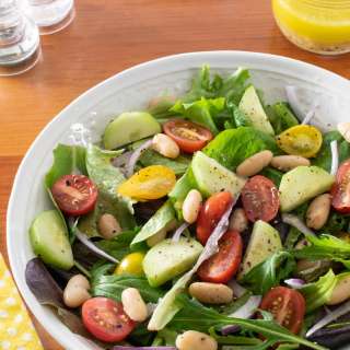 Tomato, Cucumber and White Bean Salad with Lemon Vinaigrette