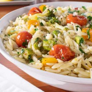 Orzo with Roasted Veggies and Lemon
