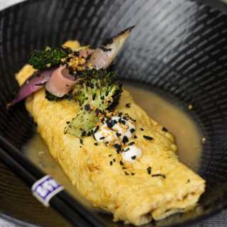 Miso Dashi Omelette Pulled Pork Charred Broccoli