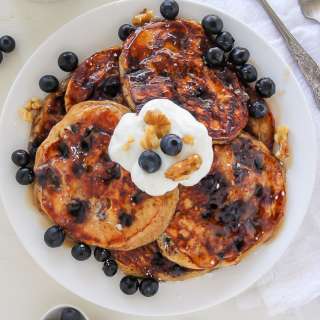 Whole Wheat Greek Yogurt Blueberry Pancakes