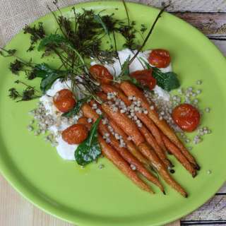 Roasted Carrots with Goat Cheese and Buckwheat
