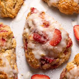 Fresh Strawberry Scones with Lemon Glaze