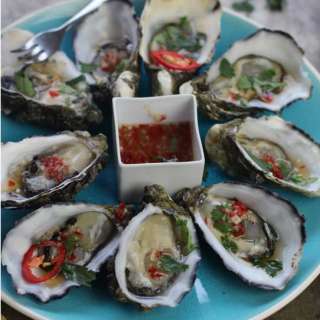 Oysters with Spicy Maple Dressing