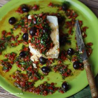 Feta Cheese "dip" tomato, chilli and herbs
