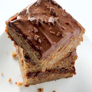 Healthy Whole Wheat Banana Cake with Creamy Greek Yogurt Chocolate Frosting