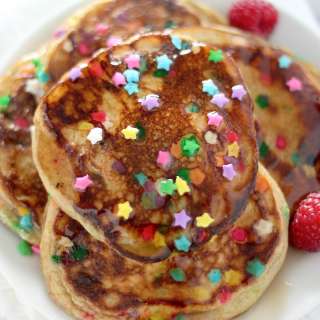 Healthier Greek Yogurt Confetti Pancakes