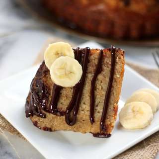 Banana Bread Bundt Cake with Milk Chocolate Drizzle
