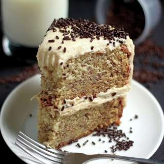 Banana Layer Cake with Salted Honey Peanut Butter Frosting