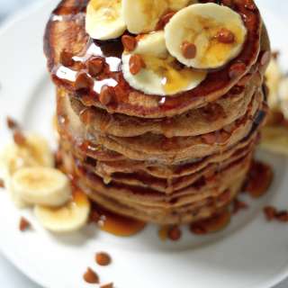 Whole Wheat Cinnamon Chip Banana Bread Pancakes