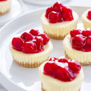 Mini Cherry Almond Cheesecakes