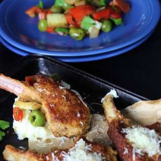 Parmesan Crusted Lamb Fennel Red Pepper Salad