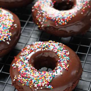 Chocolate Glazed Chocolate Banana Donuts