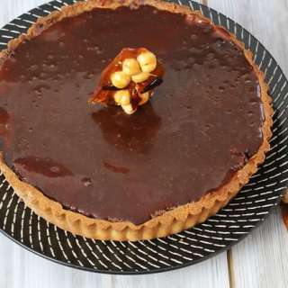 Chocolate Frangipane Tart, Banana and Salted Caramel